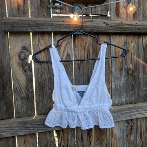 White Eyelet Bra Top Crop Top